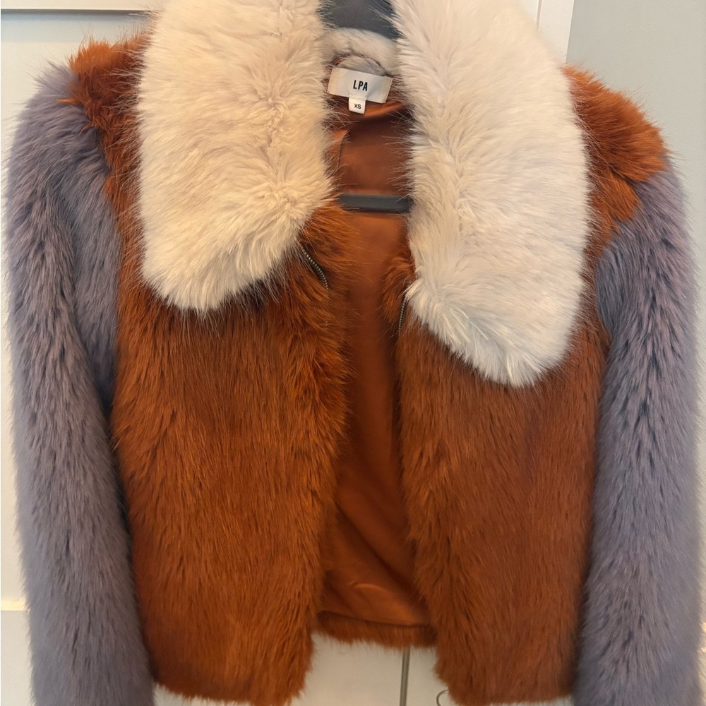 LPA Multicolor Faux Fur Jacket